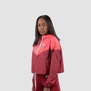 Nike Cropped Windbreaker coral and Maroon